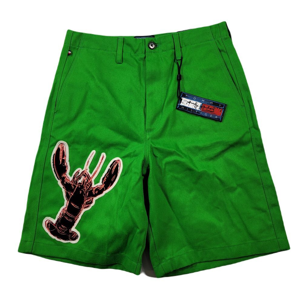 Tommy Hilfiger Bermuda Graphic Shorts Mens 28 Galvanic Green Andy Warhol NEW‎